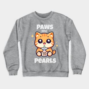 Orange Cat loves Bubble Boba Tea Crewneck Sweatshirt